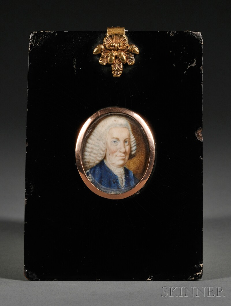 Appraisal: Portrait Miniature on Ivory of a Gentleman Wearing a Powdered