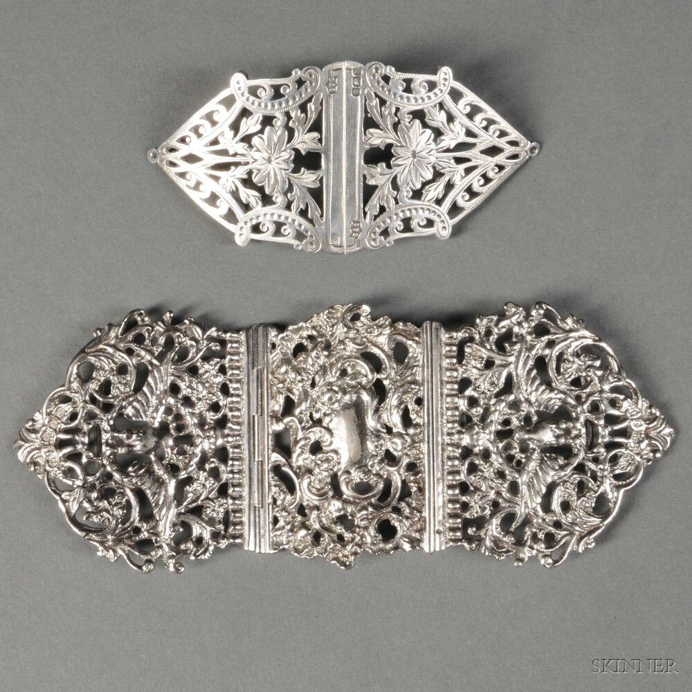 Appraisal: Two Victorian Sterling Silver Belt Clasps one Birmingham - Thomas