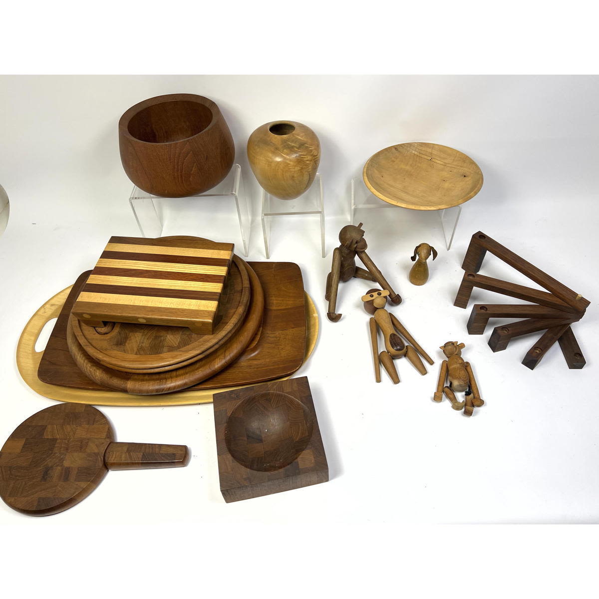 Appraisal: Large Lot Mid Century Modern Wood wares Danish Modern Monkeys