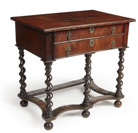 Appraisal: WILLIAM AND MARY WALNUT AND FEATHERBANDED SIDE TABLE TH CENTURY