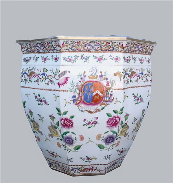 Appraisal: Large Chinese porcelain planter with floral motif as-is condition with