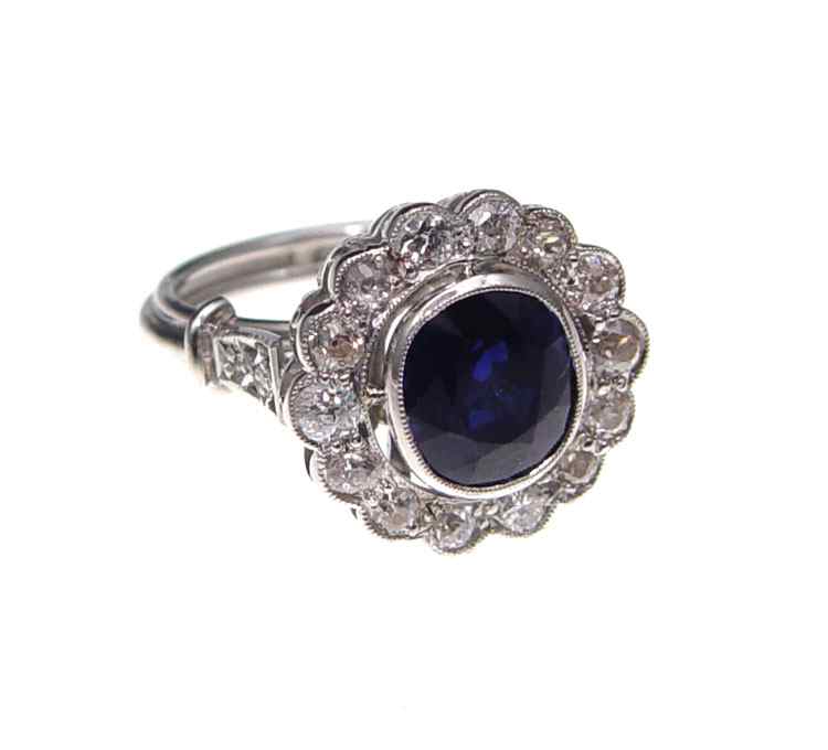 Appraisal: ART DECO PLATINUM CT SAPPHIRE RING WITH DIAMONDS Platinum ring