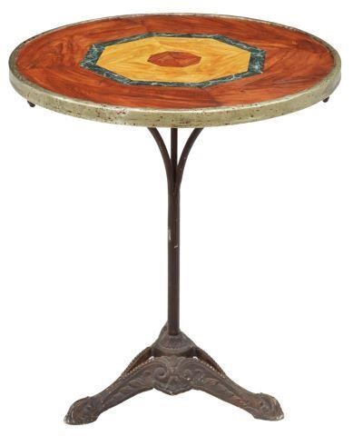 Appraisal: French cast iron pedestal table th c having matched veneer