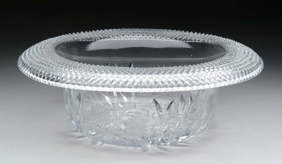 Appraisal: UNUSUAL LARGE FLARED-RIM CUT GLASS BOWL This unusual large bowl