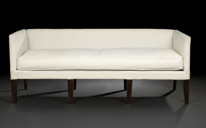 Appraisal: Art Deco-Style Mahogany Settee of box form the padded rectangular