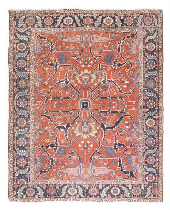 Appraisal: HERIZ antique Red central field entirely patterned with stylised trailing