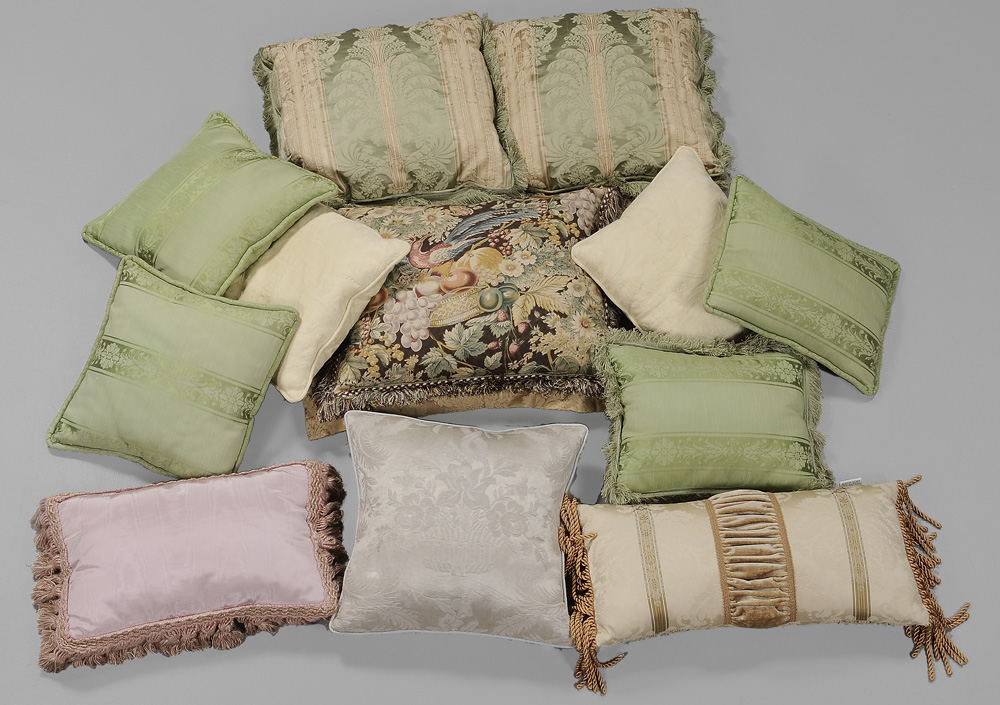 Appraisal: Twelve Decorator Pillows mixed fabrics including damask and silk various