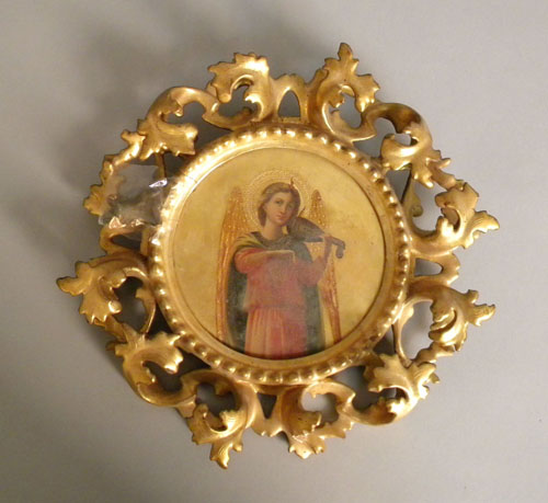 Appraisal: Italian oil on board religious plaque th c frame -