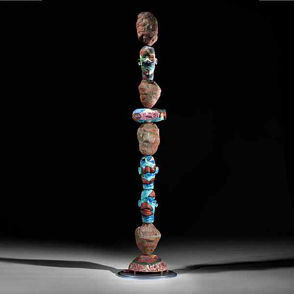 Appraisal: Michael Lucero USA Totem for the Fifth Day Earthenware ht