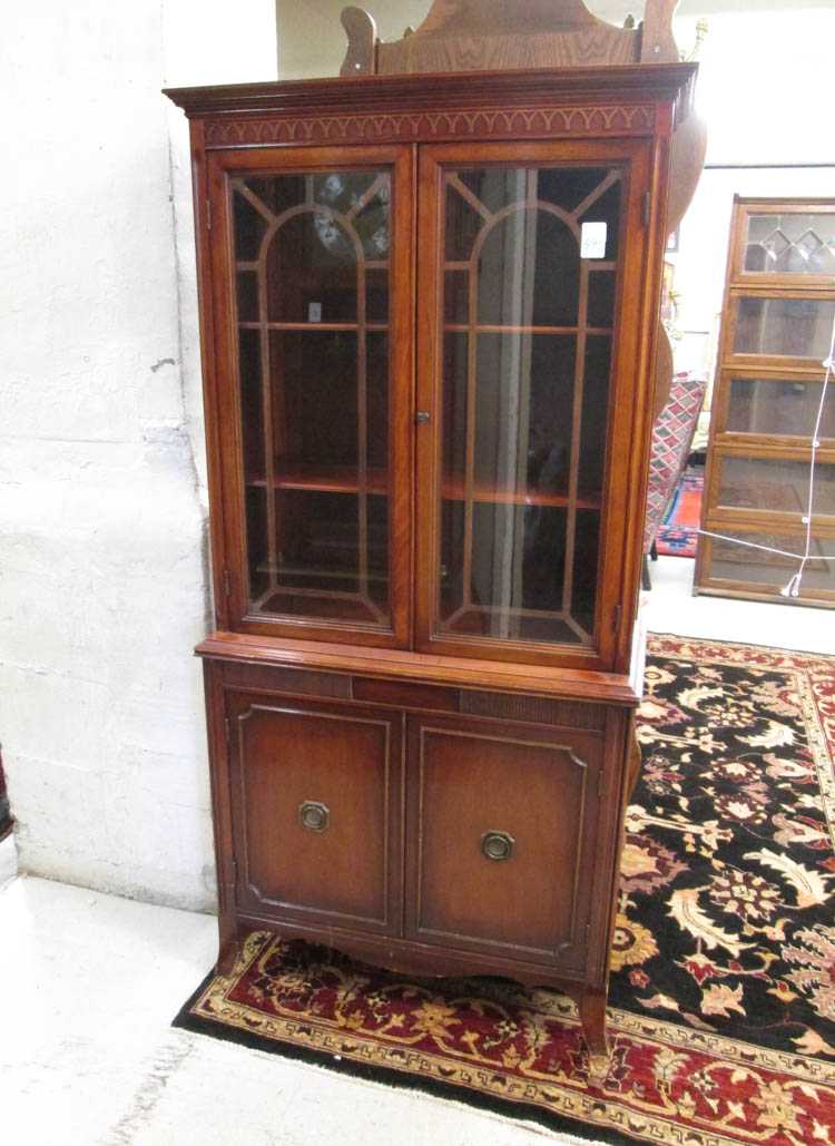 Appraisal: FEDERAL STYLE MAHOGANY CHINA CABINET ON CABINET Bernhardt Furniture Co