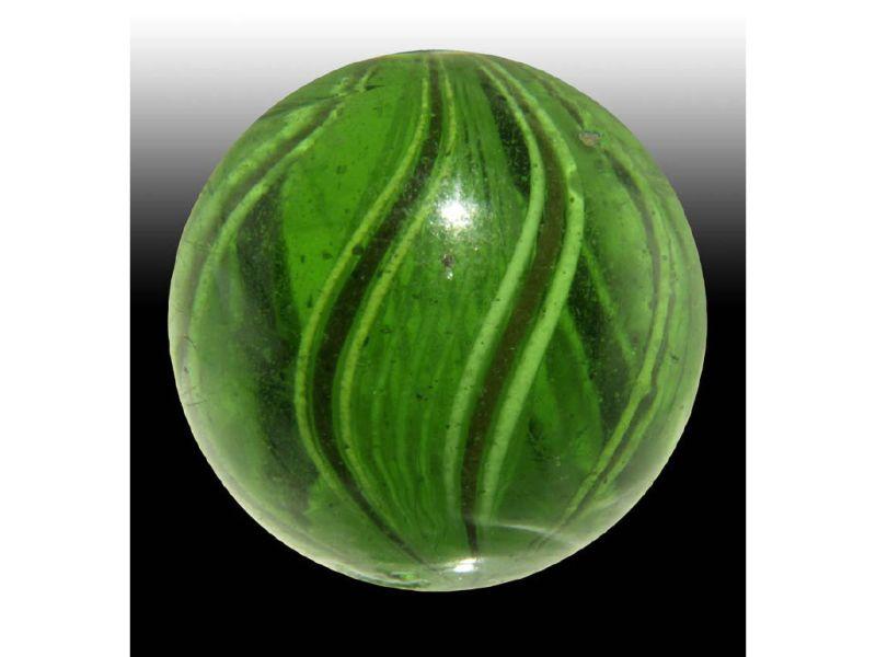 Appraisal: Green Glass Latticino Swirl Marble Description '' Six outer red