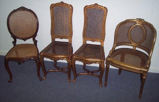 Appraisal: A pair of gilt framed chairs with cane panel backs