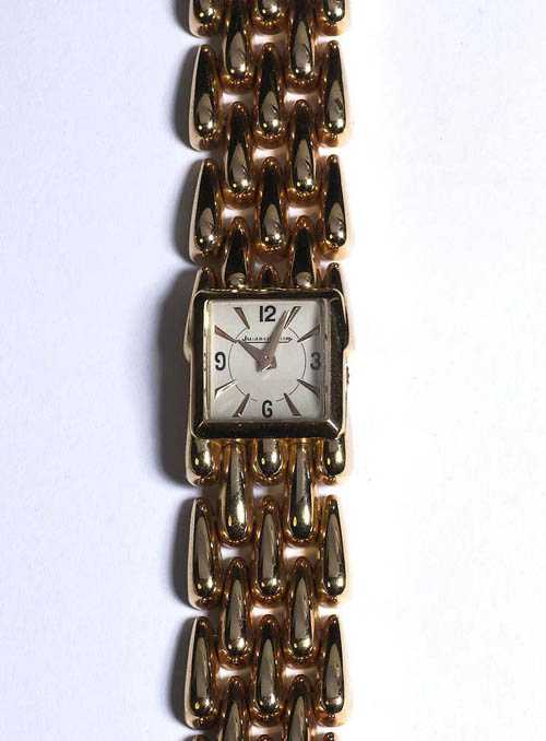 Appraisal: GOLD LADY'S WRISTWATCH JAEGER LECOULTRE ca Red gold Square case