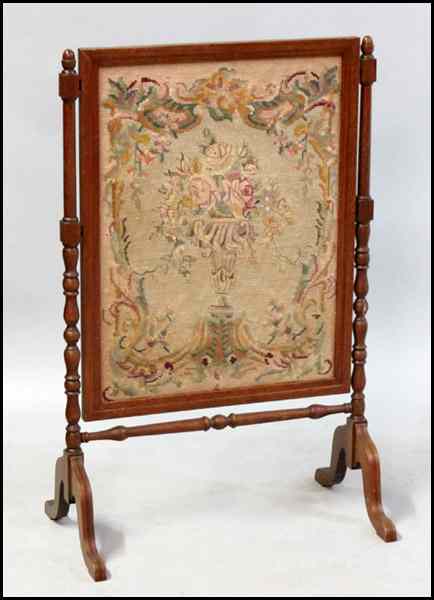 Appraisal: MAHOGANY AND NEEDLEPOINT FIRESCREEN '' x '' Condition No Specific