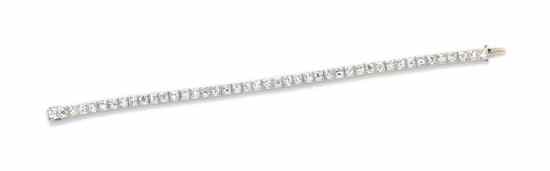 Appraisal: An Art Deco Platinum and Diamond Line Bracelet Birks containing