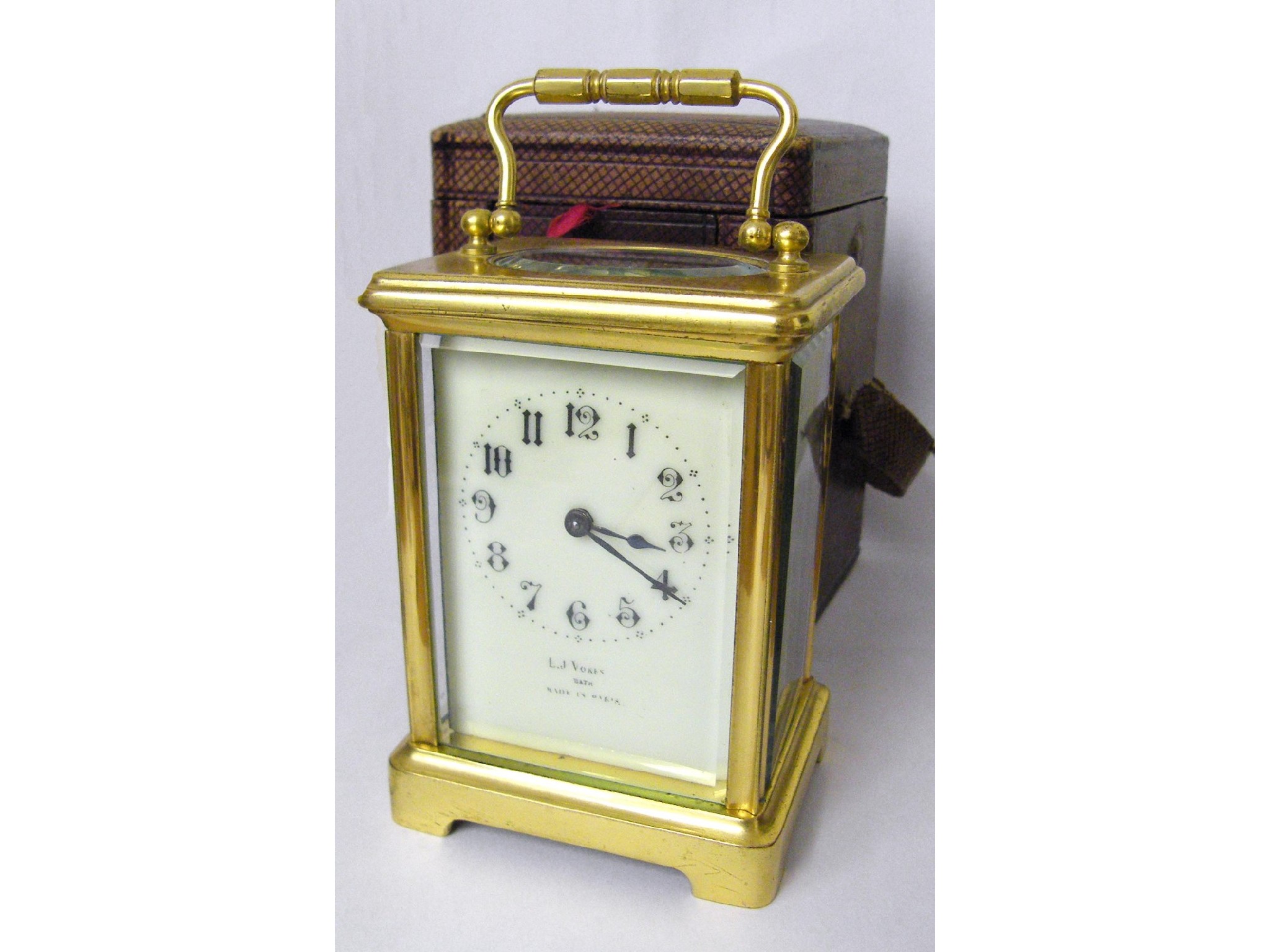 Appraisal: French carriage clock timepiece the dial signed L J Vokes