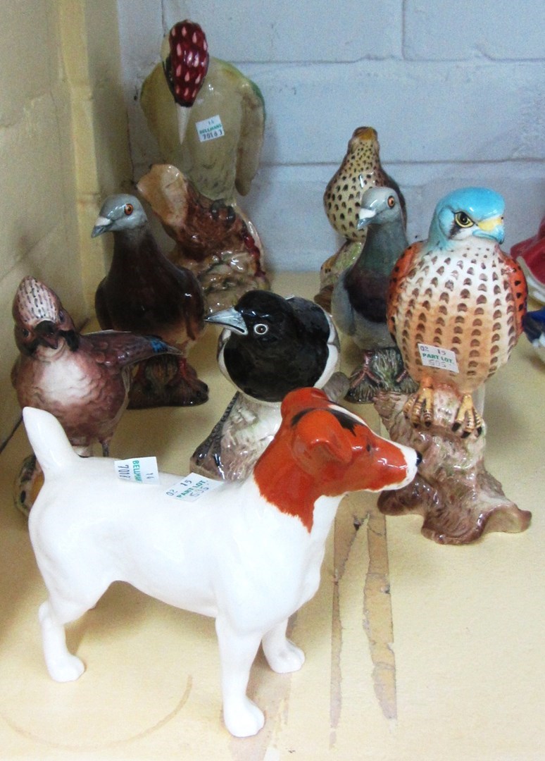 Appraisal: A quantity of Beswick birds comprising Woodpecker Thrush Magpie Pigeon