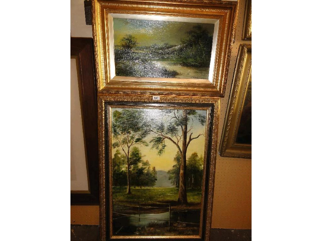 Appraisal: An oil painting on canvas of a country landscape with