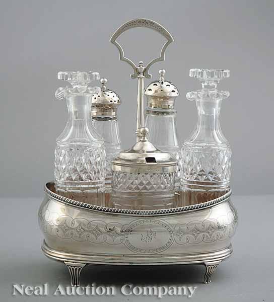 Appraisal: A George III Sterling Silver Cruet Stand Peter William Bateman