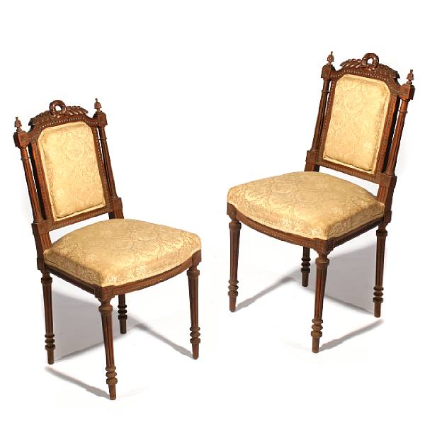 Appraisal: A set of four Louis XVI style beechwood side chairs