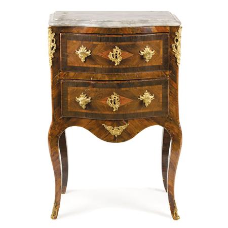 Appraisal: Northern Italian Rococo Gilt-Bronze Mounted Rosewood and Tulipwood Commodino Estimate