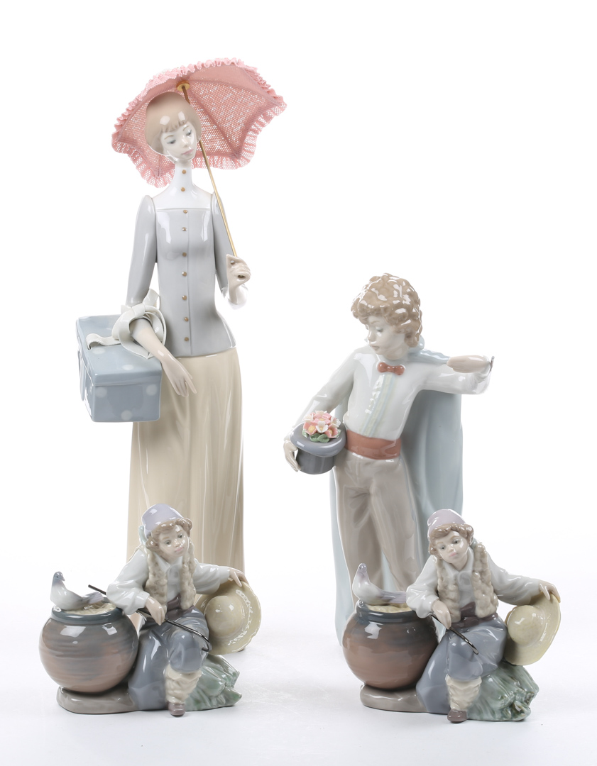 Appraisal: Lladro porcelain figures including Dressmaker Presto and two Shepherd Boy