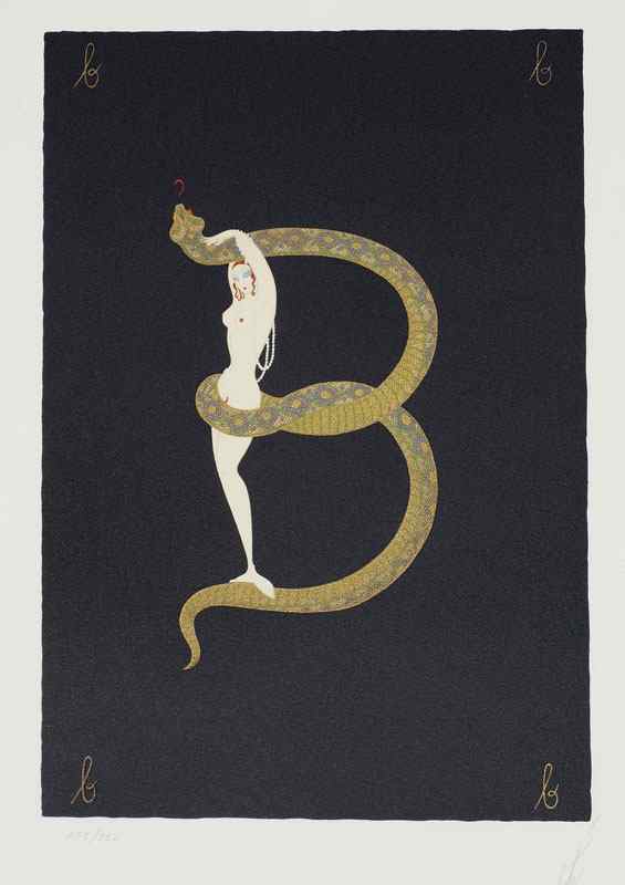 Appraisal: ERTE ALPHABET ''B'' SERIGRAPH Sight size '' x '' pencil