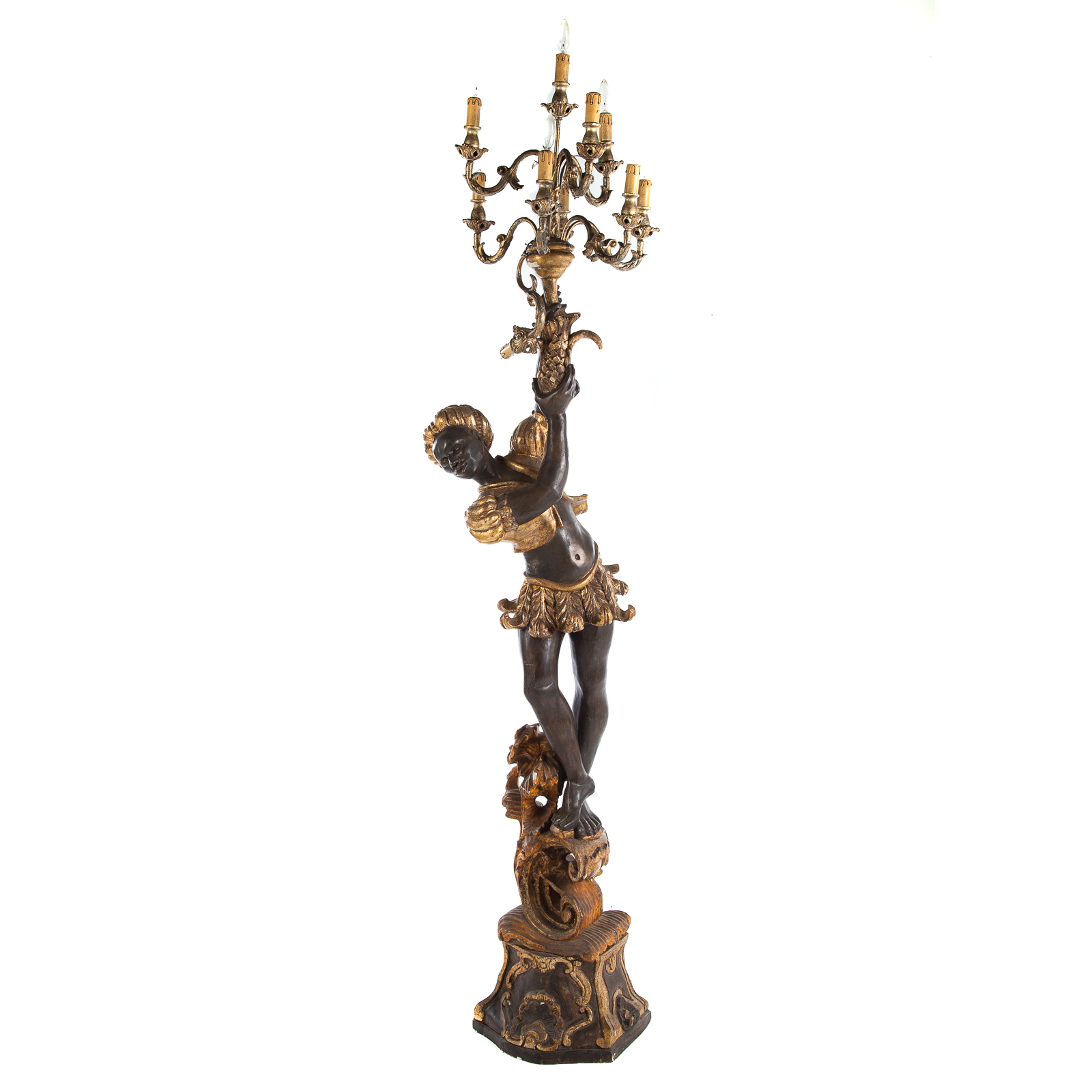 Appraisal: VENETIAN STYLE BLACKAMOOR FLOOR LAMP th century exotic dressed composite