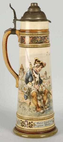 Appraisal: Mettlach -Liter Stein Description Signed by Heinrich Schlitt Depicts a