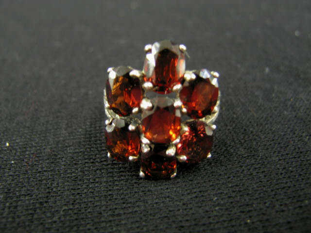 Appraisal: Garnet Ring cluster of oval gems in sterling silver