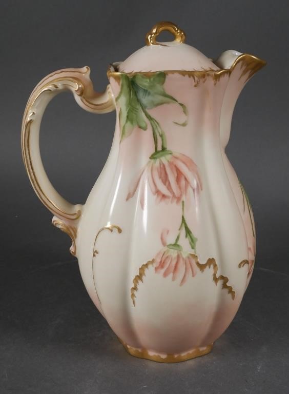 Appraisal: Rare antique Haviland Limoges Chrysanthemums motif chocolate pot or hot