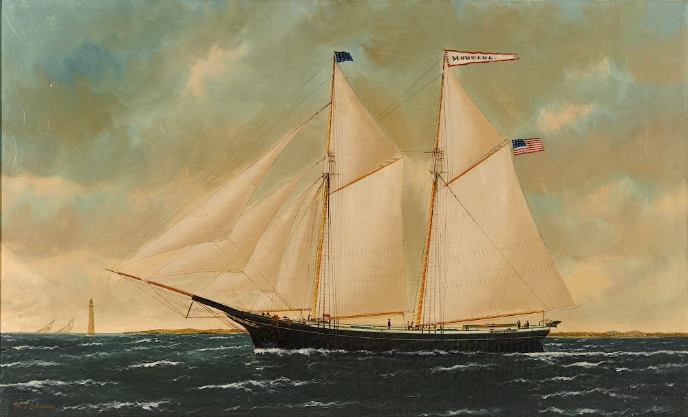 Appraisal: WILLIAM PIERCE STUBBS American - American Schooner Montana Off Minot's