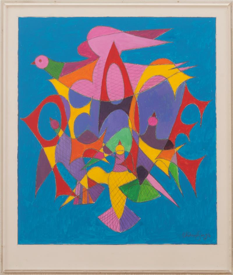 Appraisal: CHAIM GROSS - PEACE DRAWING AND FIFTY-FOUR PLAQUES Acrylic and