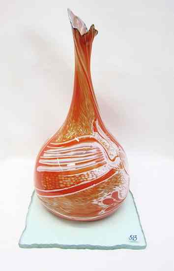 Appraisal: PILCHUCK SCHOOL ART GLASS STYLIZED ''BIRD'' VASE signed ''Curtis Brock