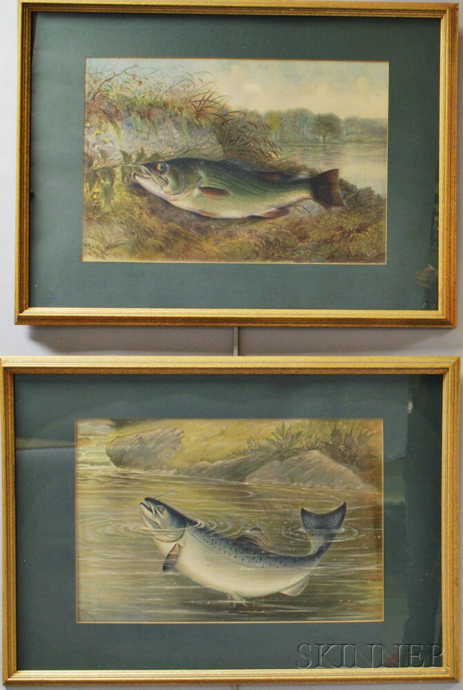 Appraisal: Samuel Kilbourne American - Two Fishing Scenes Both signed S