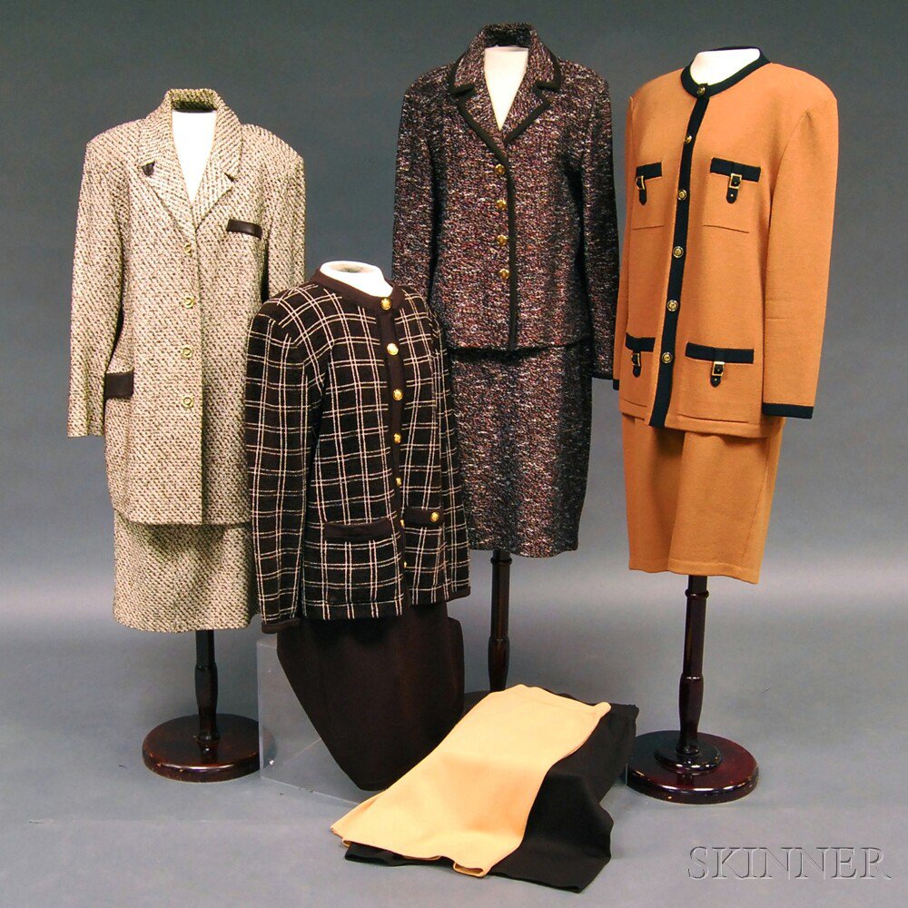 Appraisal: Four St John Brown Knit Wool Lady's Suits sizes -