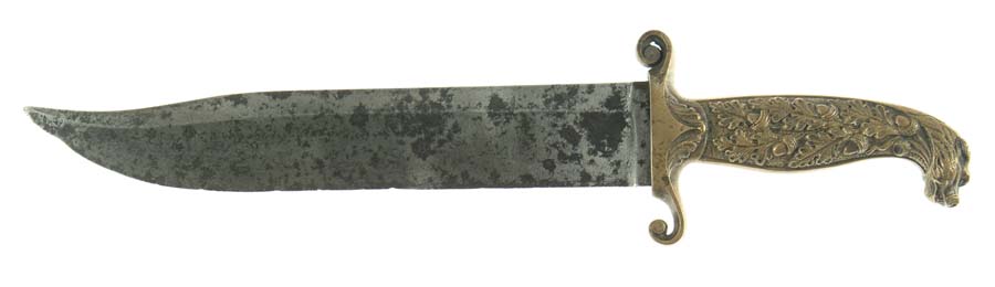 Appraisal: EXTREMELY RARE COLLINS JAGUAR HEAD BOWIE KNIFE Rare Collins Bowie