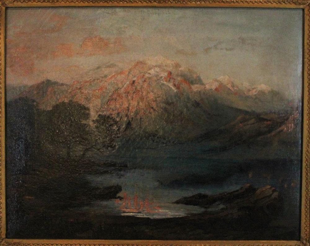 Appraisal: AMERICAN SCHOOL TH TH CENTURY SNOWCAPPED MOUNTAIN LANDSCAPE Oil on