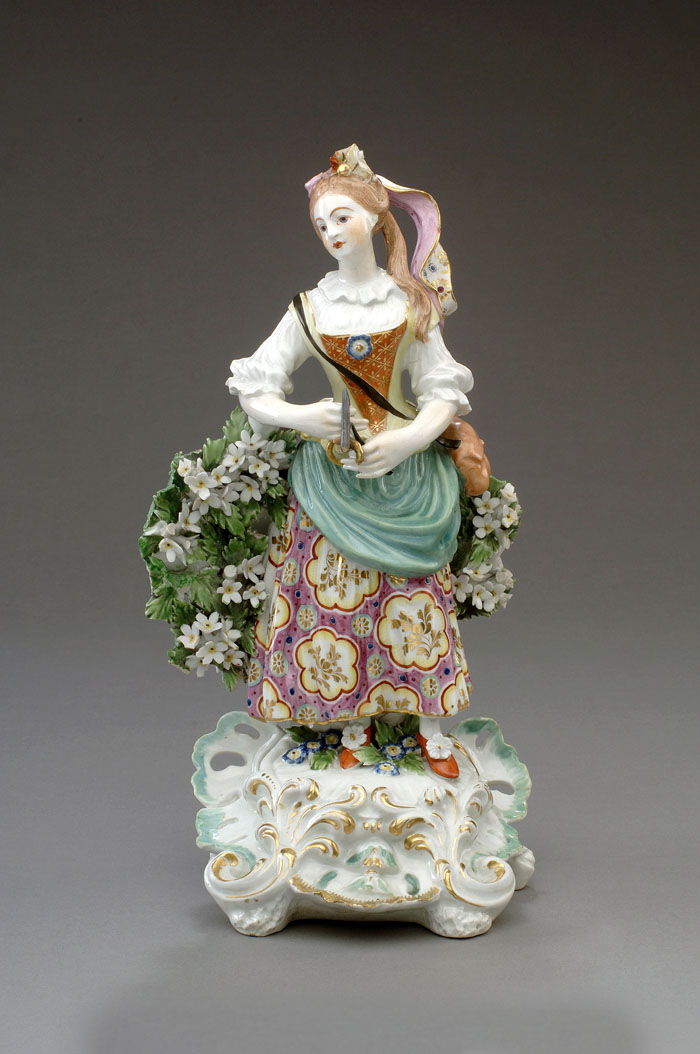 Appraisal: DERBY PORCELAIN FIGURE OF A TRIANGLE PLAYER CIRCA - Modelled