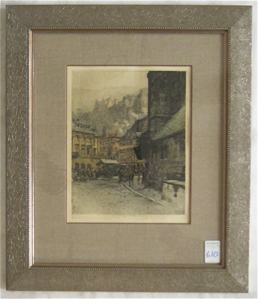 Appraisal: LUIGI KASIMIR ETCHING AND AQUATINT Austrian - Titled Heidelberg Image