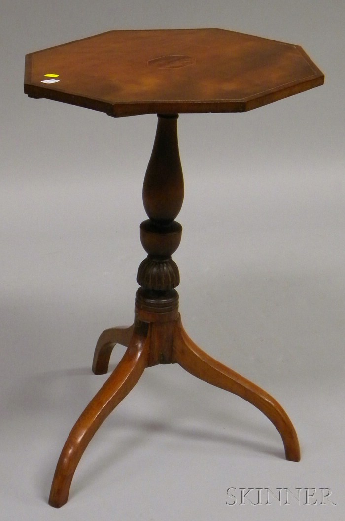 Appraisal: Federal Inlaid Cherry Octagonal Tilt-top Candlestand