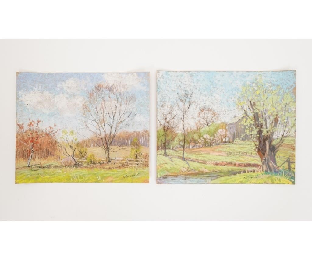 Appraisal: Albert Van Nesse Green - PA two unframed pastels of