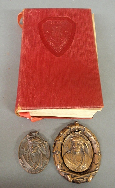 Appraisal: - Ogontz School yearbook and two bronze Ogontz Chief medallions