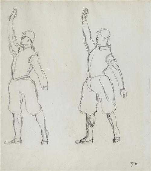 Appraisal: HODLER FERDINAND Bern - Geneva Two figures swearing an oath