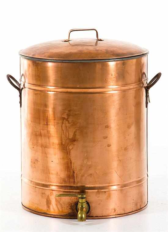 Appraisal: Copper liquid container early th century cylindrical container with fitted