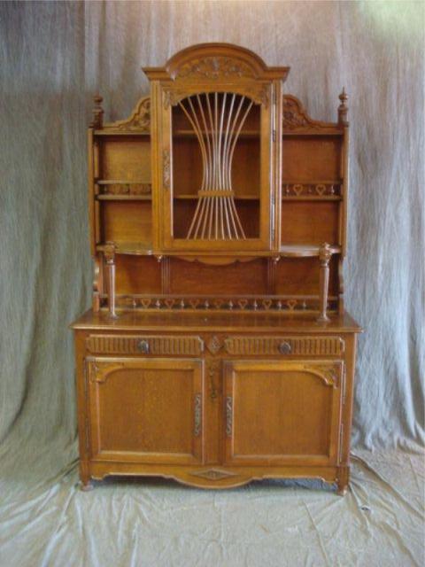 Appraisal: Oak Carved Sideboard Hutch Dimensions wide x deep x high