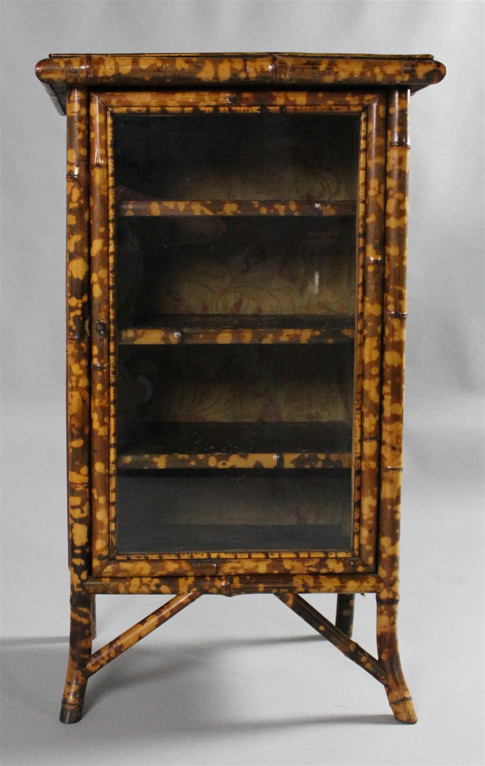 Appraisal: TORTOISE DECORATED BAMBOO SMALL DISPLAY CABINET h w d in