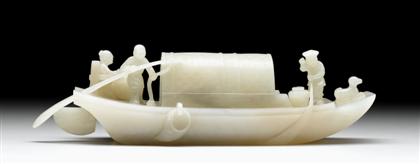 Appraisal: Chinese white jade sampan model Qing dynasty Expertly-carved scale model