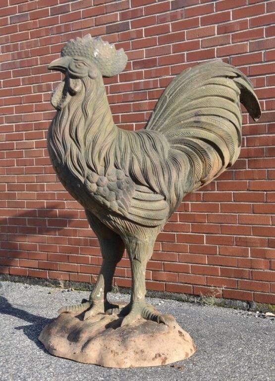 Appraisal: Large cast iron outdoor garden rooster th c a very