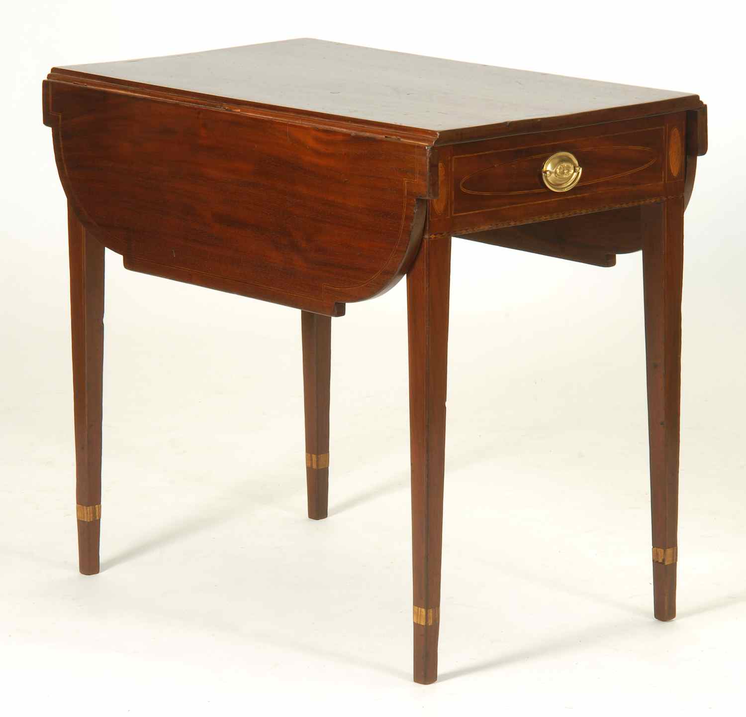 Appraisal: ANTIQUE AMERICAN PEMBROKE TABLE In mahogany with double line inlay